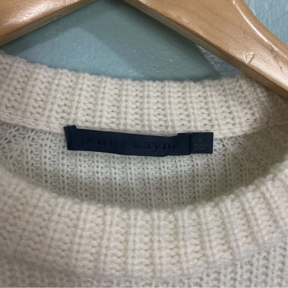 Jenni Kayne Cashmere Fisherman Sweater Cream Ivory Sz Small Knit Jumper Crewneck